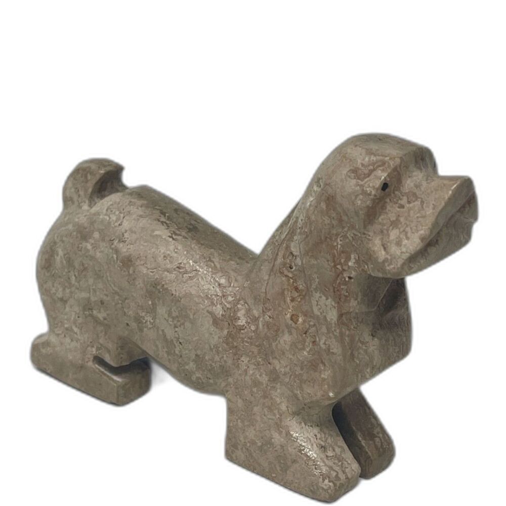Vintage Basset Hound Onyx Stone Marble Miniature Figurine Handmade in Mexico